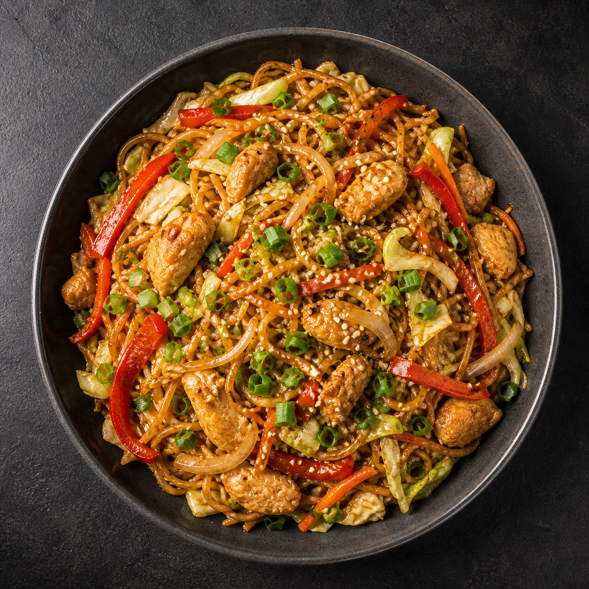 Makaron Stir-fry – widok z góry