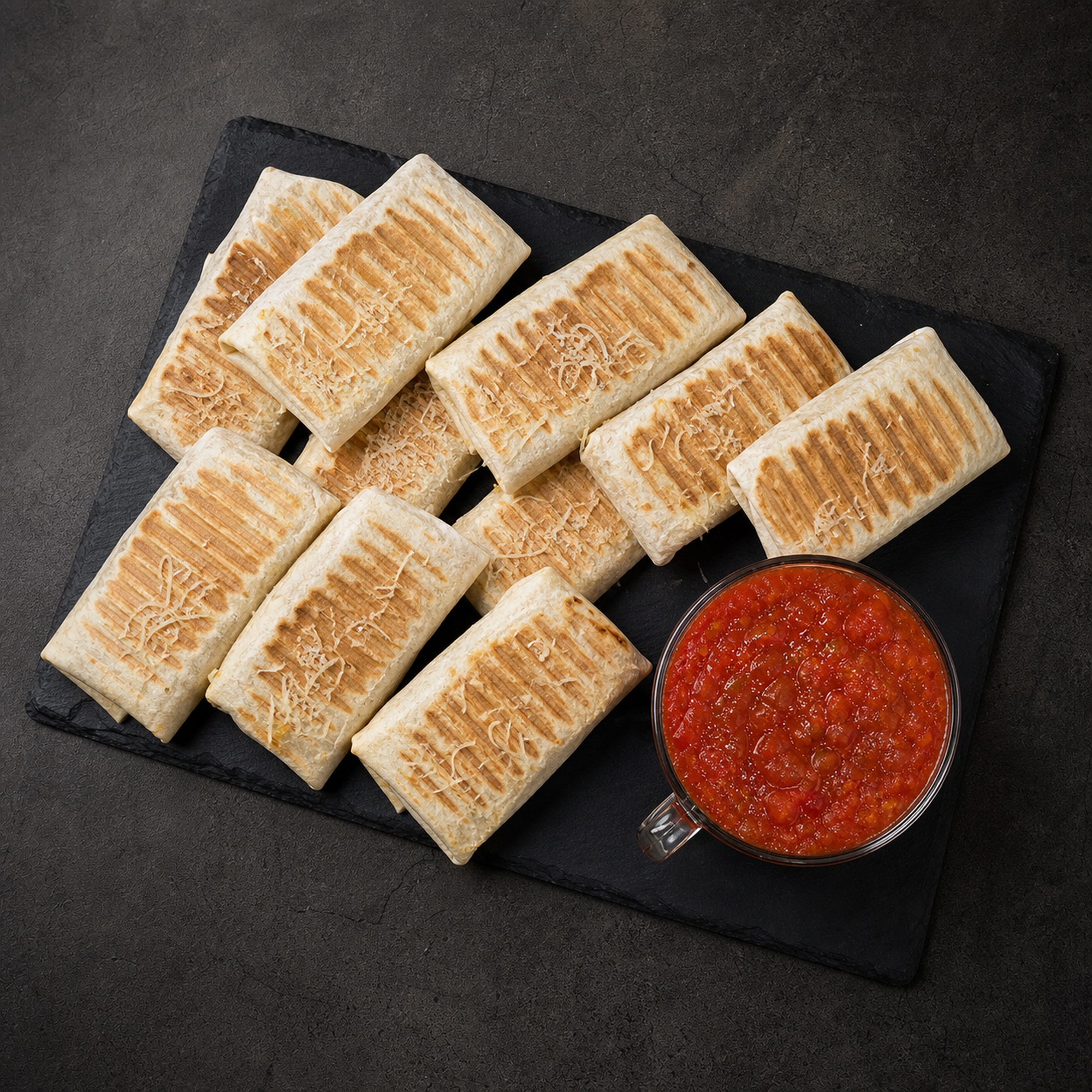 Burritos z salsą – widok z góry