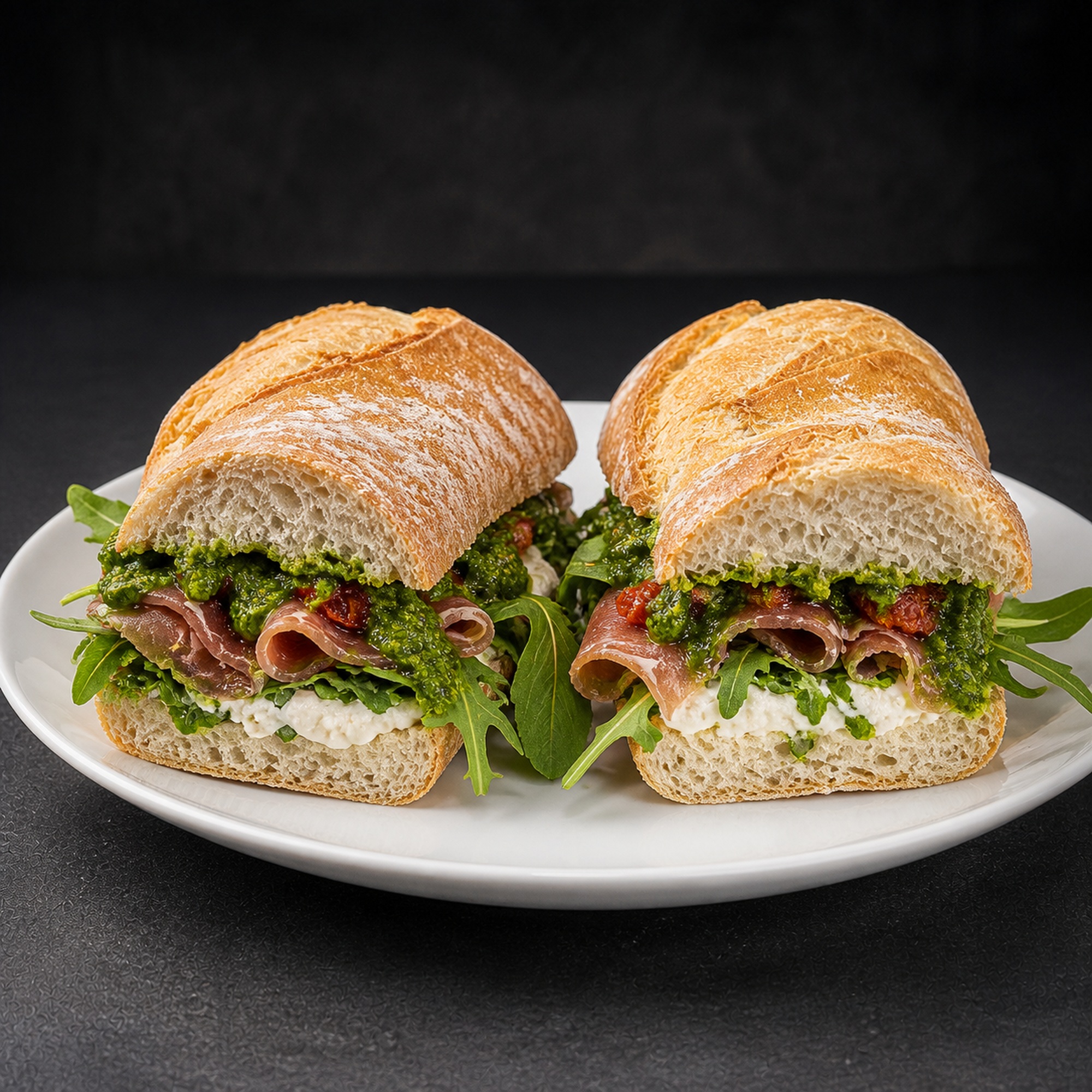Ciabatta z burratą – widok frontowy